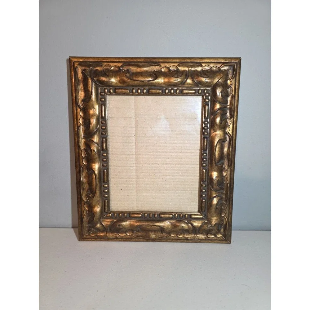 Vtg Ornate Gold Floral Picture Frame 8x10 13”x15” Hollywood Regency